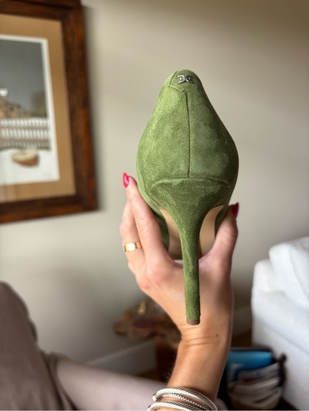 Sam Edelman Women's Hazel Green Suede Pointed Toe Pump - Picture 3 of 11